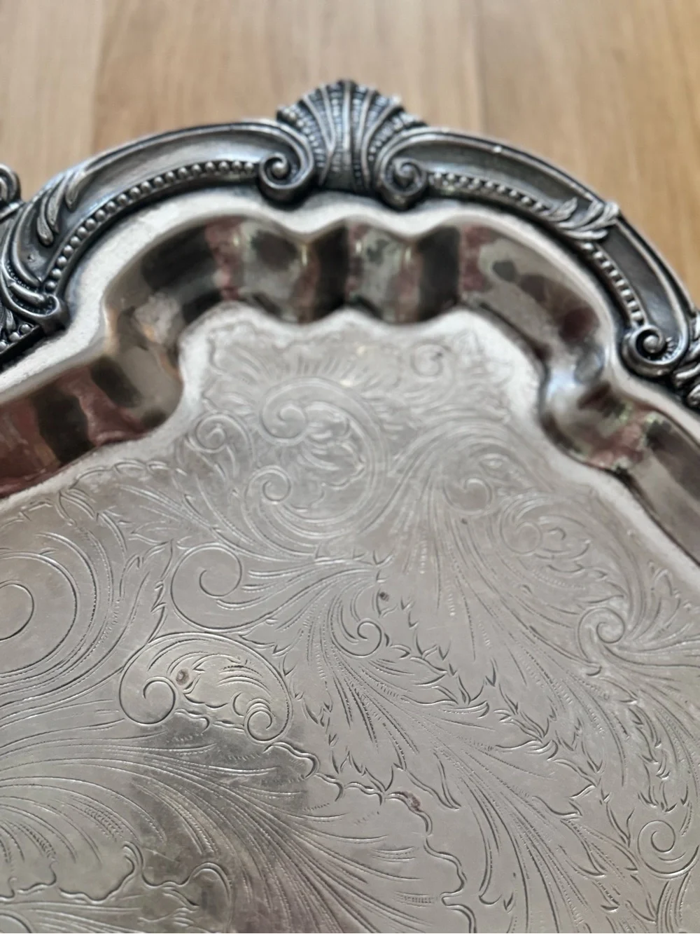 Big Victorian BSC Birmingham Silver Company Plate Serving Tray w Handles Feet